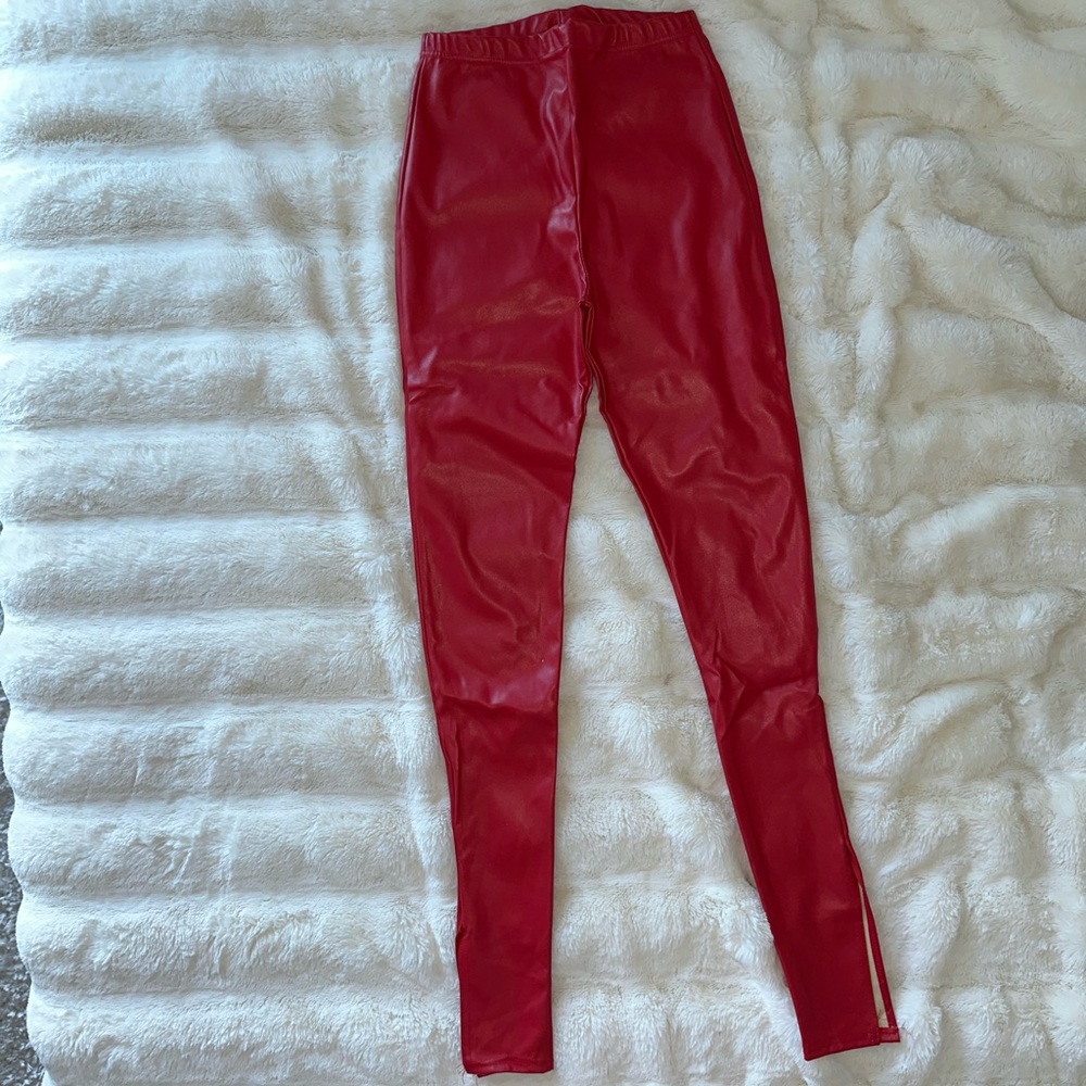 PLT Red Pleather Pants